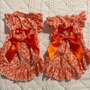 Orange Floral Kids Dress with Bow